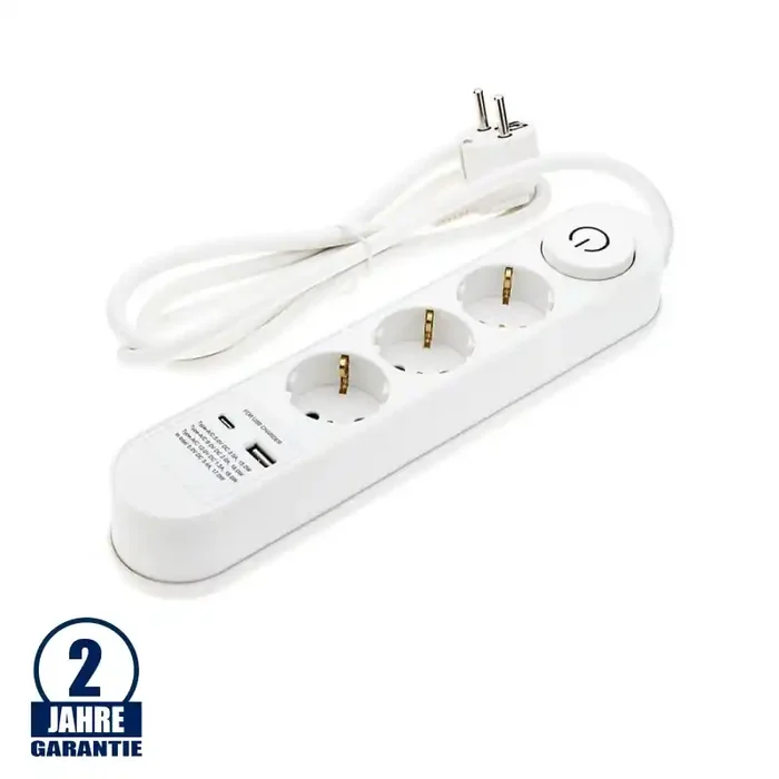 Steckdosenleiste PREMIUM 3-fach 1,5m Kabel 16A mit Schalter u. USB-Anschluss