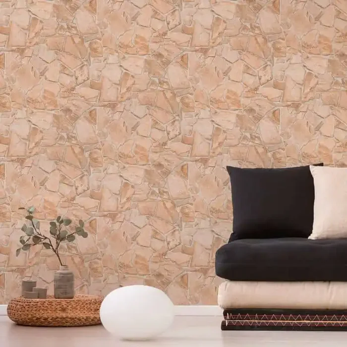 Steintapete Creme Beige – Steinoptik Tapete – Vliestapete Schlafzimmer Flur