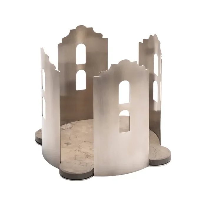 Tafelaufsatz QUATTROCANTI aus Marmor und Stahl von Gabriele D‘Angelo – Graphit Marmor