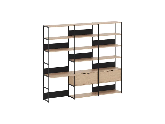 TipToe Unit Regalsystem für den Schreibtisch L. 244 cm – H. 215 cm mit 2 Türen