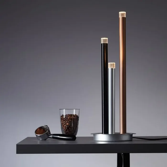 Tischleuchte Eddy, braun, 47 x 17,5 cm, Metall Tischlampe