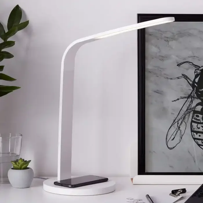 Tischleuchte Jannes, weiß, 38 x 18 x 36 cm, Nachttischlampe, dimmbar