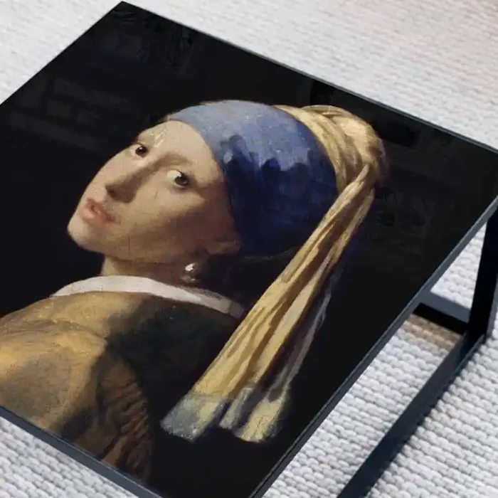 Tischplatte aus Glas – Vermeer – Das Mädchen mit dem Perlenohrgehänge – Quadratrisch