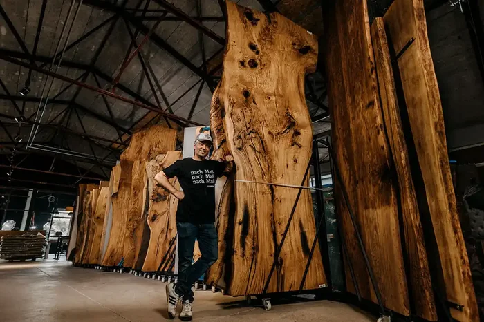 Tischplatte Baumscheibe Eiche 373 x 141 x 6 cm