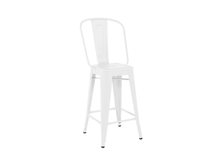 Tolix Tabouret Hocker mit hoher Rückenlehne H. 70 9003 Weiß Entworfen von Xavier Pauchard
