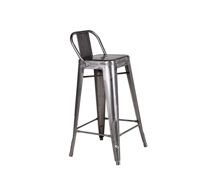 Tolix Tabouret Hocker mit niedriger Rückenlehne H. 80 Verni Brillant Entworfen von Xavier Pauchard