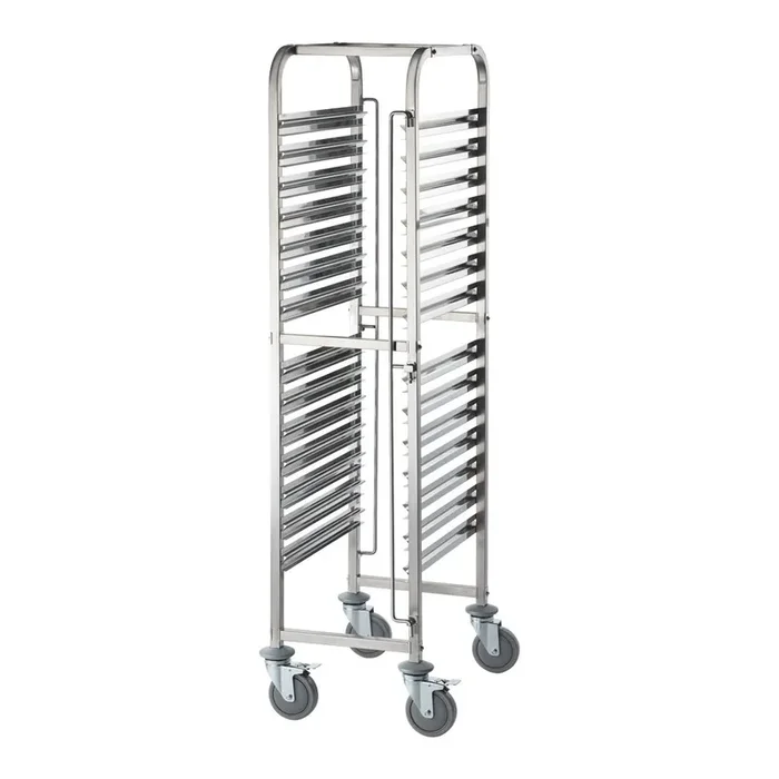 Tray trolley made of stainless steel, suitable for 14 x GN 1/1, 380 x 550 x 1735 mm (WxDxH)