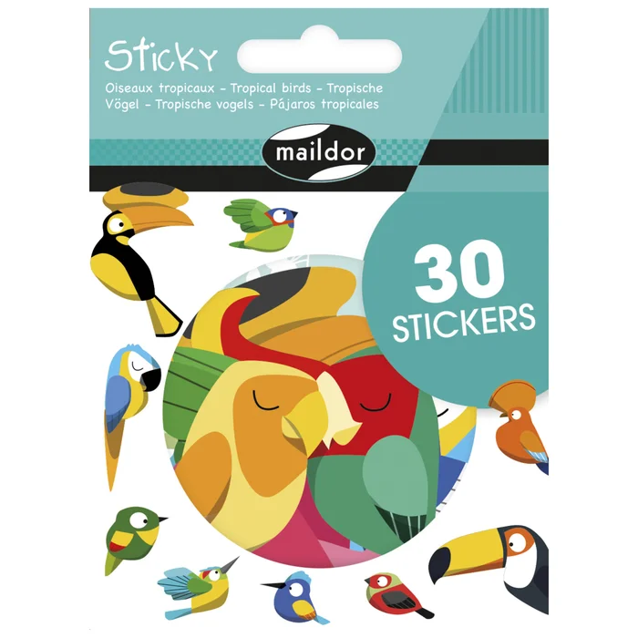 Tropische Vogelsticker Maildor Sticky (x30) [Größe 7,5×12 cm]