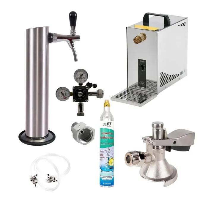 Under-counter complete set 30ltr with stainless steel tubular column Flachkeg(A) 425g Soda