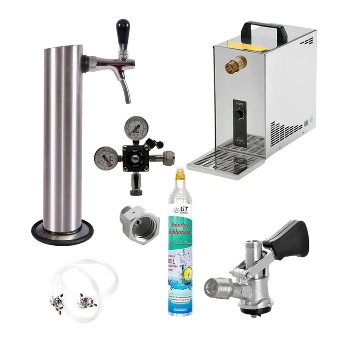 Under-counter complete set 30ltr with stainless steel tubular column Korbkeg(S) 425g Soda
