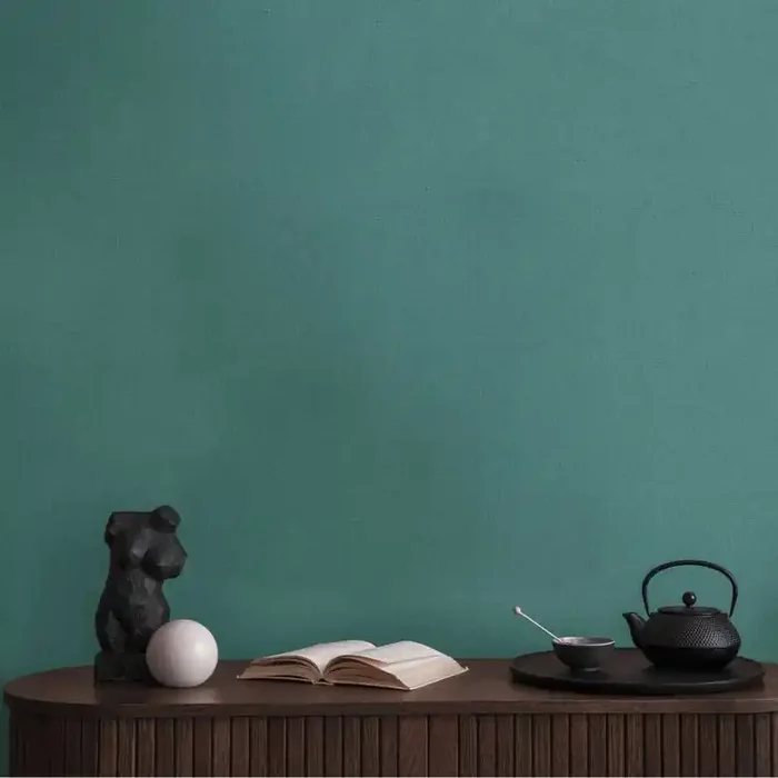 Unitapete in Leinenoptik Petrol – Strukturtapete modern & elegant