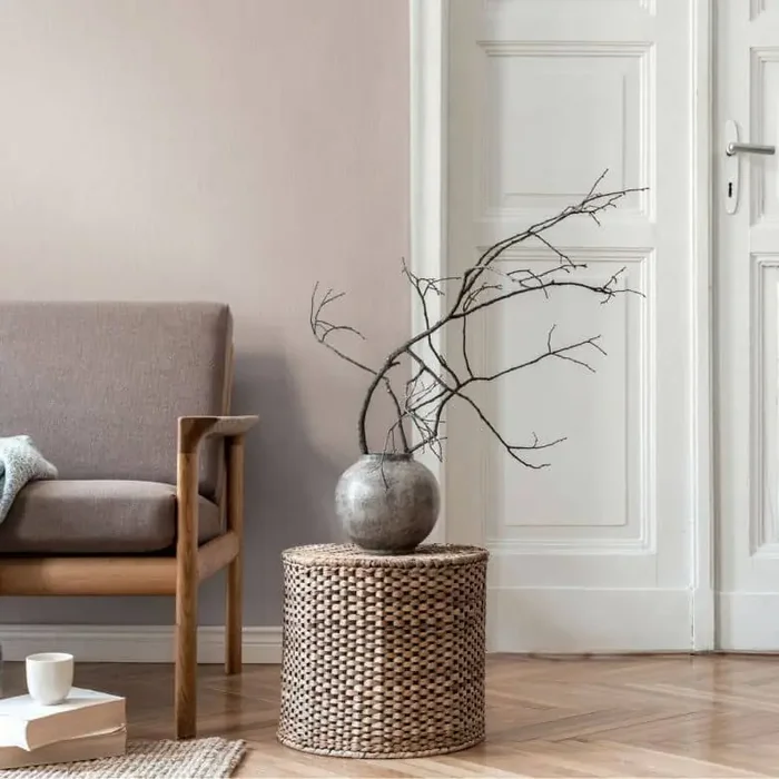 Unitapete Leinenstruktur Beige Hellgrau – Vliestapete vertikal matt