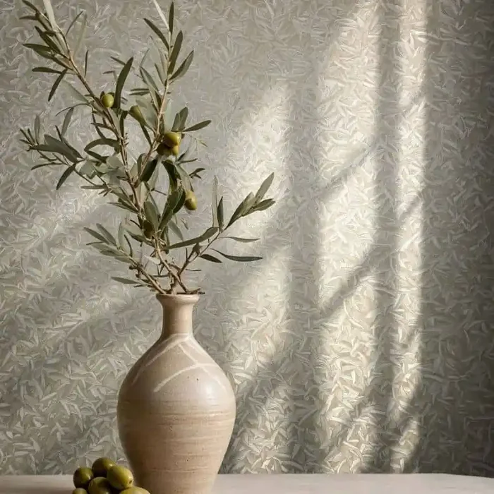 Vliestapete 3D-Optik, Blattmotiv Floral Klassisch in Beige