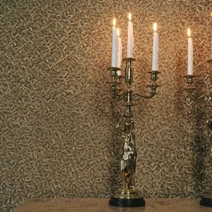 Vliestapete 3D-Optik, Blattmotiv Floral Klassisch in Gold