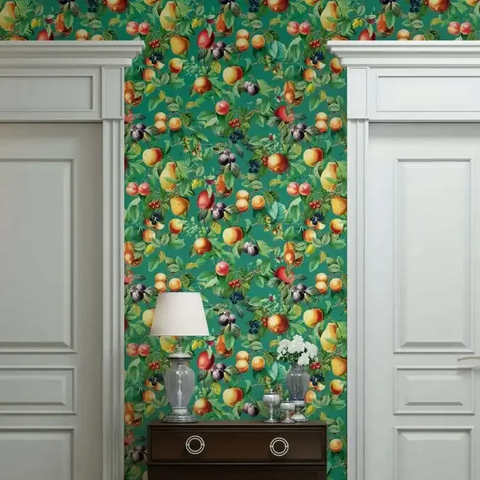 Vliestapete Früchte, Blätter Floral Natur matt in Grün