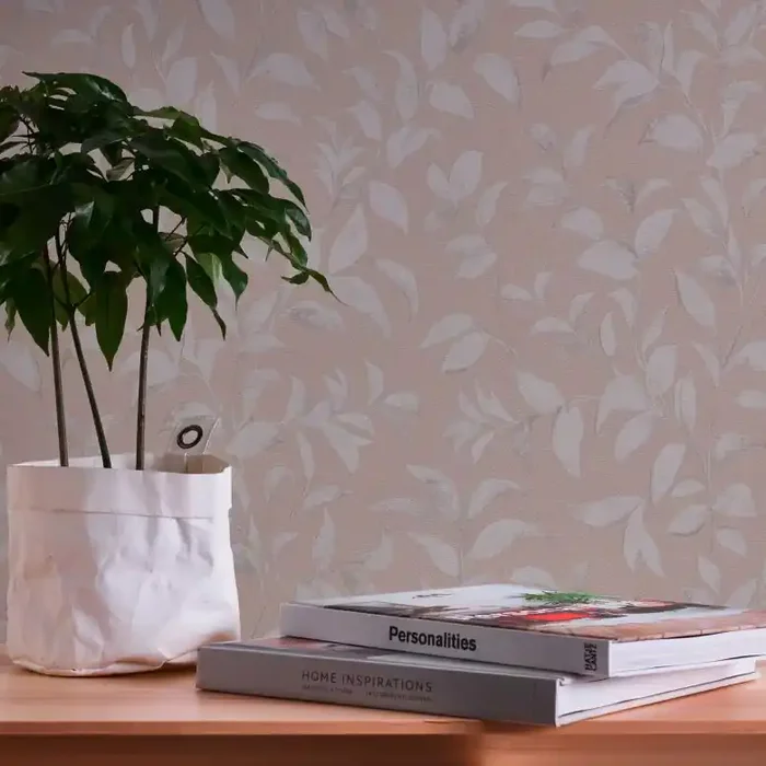 Vliestapete Grau Silber – florale Blättertapete – Tapete Wohzimmer Schlafzimmer Küche