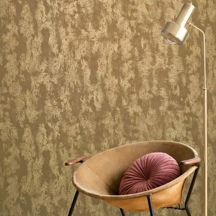 Vliestapete Krone, Betonoptik Metalloptik Modern glänzend in Gold