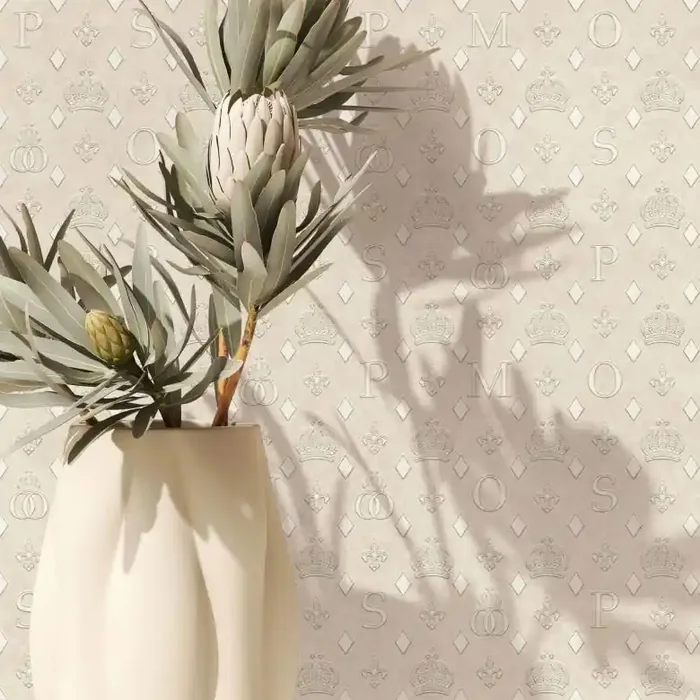 Vliestapete Kronen, Rauten Grafisch Designer matt in Beige