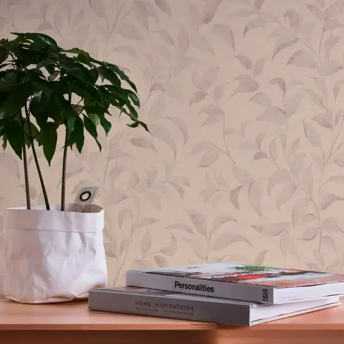 Vliestapete Silber Grau – florale Blättertapete – Tapete Wohzimmer Schlafzimmer Büro