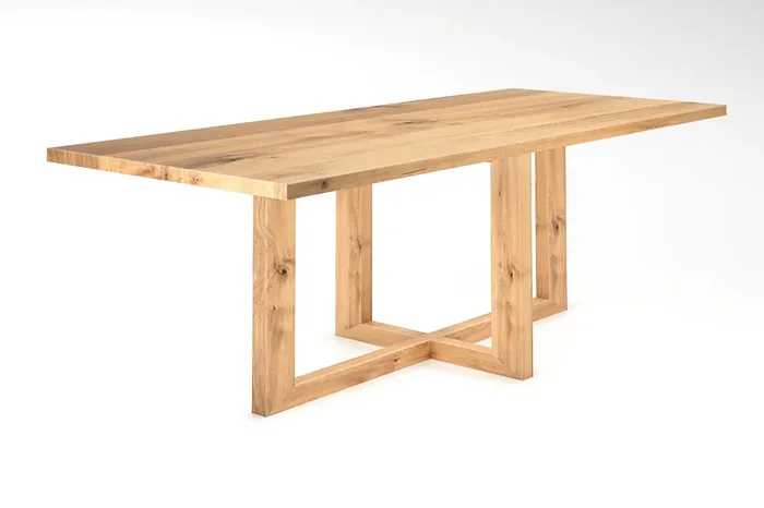 Vollholz Esstisch aus Eiche mit Gestell aus Holz nach Maß Rasmus