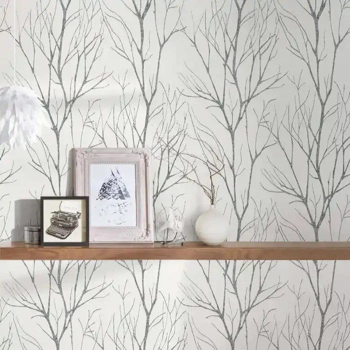 Waldtapete Weiß Schwarz – Vliestapete Natur A.S. Création