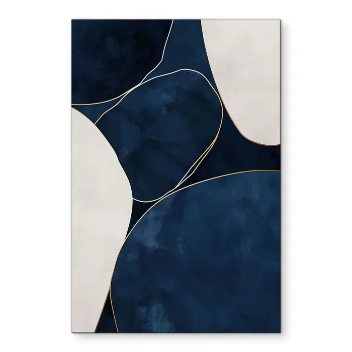 Wandbild Geometrische Balance in Blau und Weiß – Paksoylu – Alu-Dibond