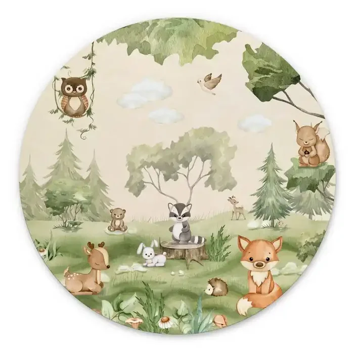 Wandbild Süße Tiere im Herzen des Waldes – Oliver Robins – Alu-Dibond Rund