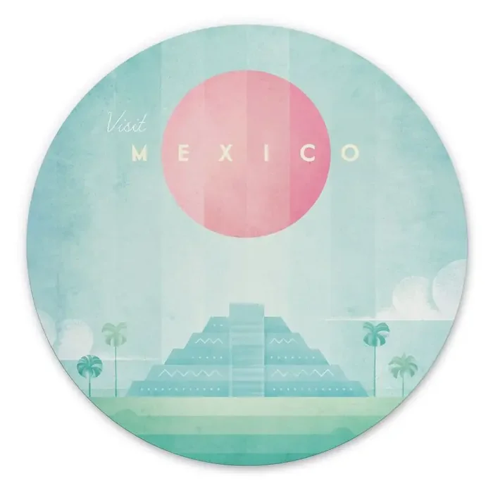 Wandbild Tempel von Kukulcán in Chichén Itzá – Rivers – Rund – Alu-Dibond