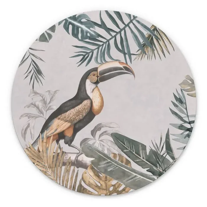 Wandbild Tropischer Wald mit Tukan – Haase – Alu- Dibond – Rund