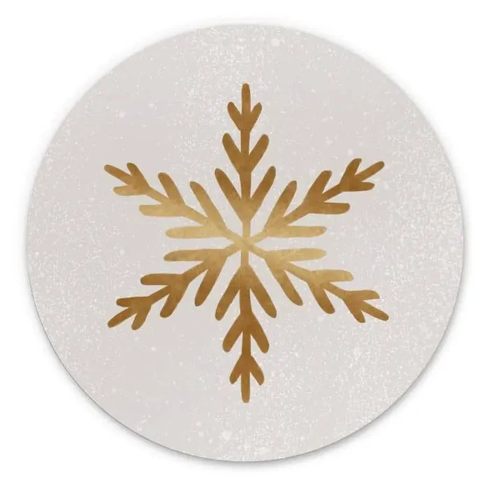 Wandbild Weihnachten – Goldene Schneeflocke – Alu-Dibond Rund – Orara Studio