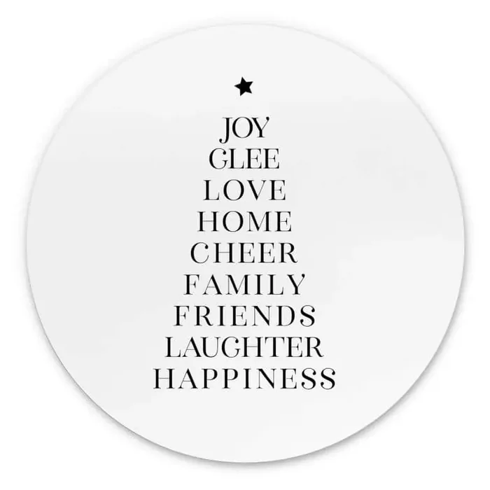 Wandbild Weihnachtsbaum Typografisch – Alu-Dibond Rund – Blursbyai