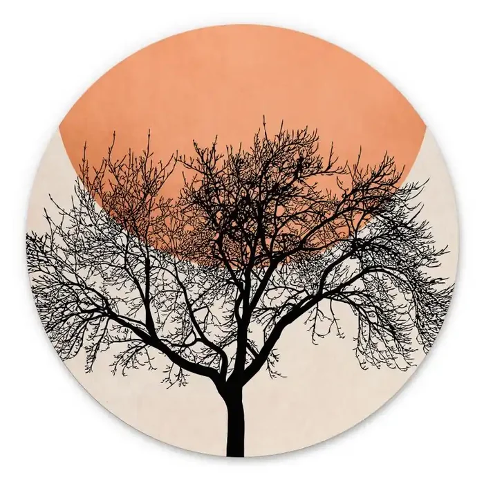 Wandbild Wintermorgen in Pfirsichfarben – Kubistika – Alu-Dibond – Rund