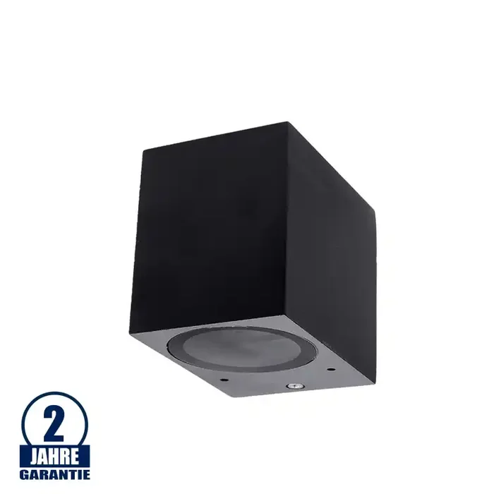Wandleuchte mit GU10 Fassung 1-fach Quader Schwarz IP54