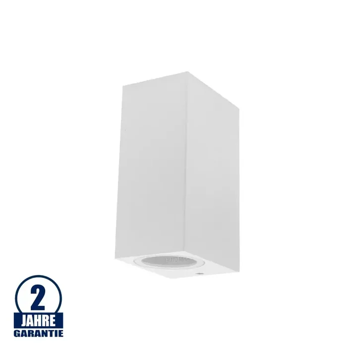 Wandleuchte mit GU10 Fassung 2-fach Quader Weiß IP54