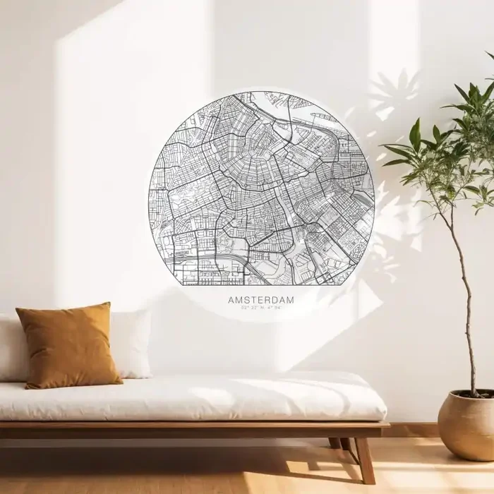 Wandtattoo Stadtplan Amsterdam – rund