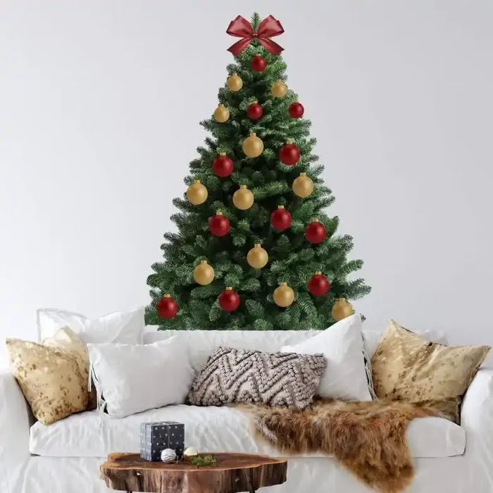 Wandtattoo Weihnachtsbaum zum selber Schmücken – rot-gold