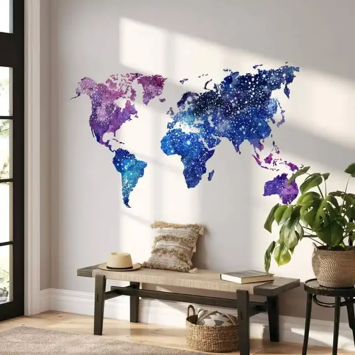 Wandtattoo Weltkarte Galaxie