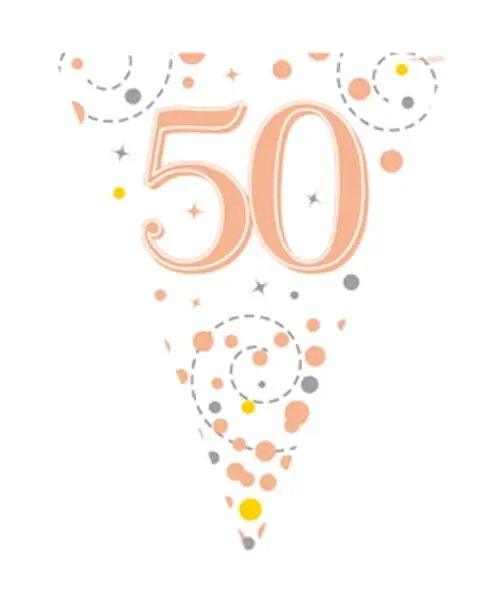 Wimpelkette H.B .“50″ Black & Gold Holographic 3,9m