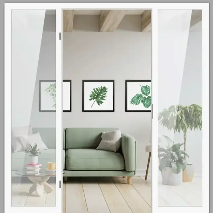 Windfangelement mit zwei Seitenteilen für Zimmertüren DIN links – Blockrahmen / Typ 07