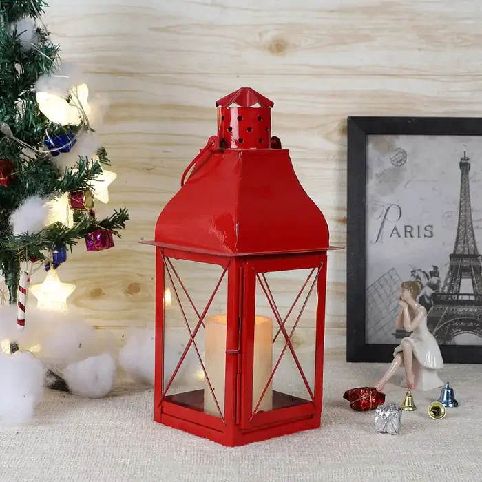 Windlicht Laterne Visby Rot 34cm groß