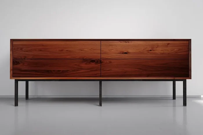Wohnzimmer Sideboard mit Schubkästen Nussbaum X-Line