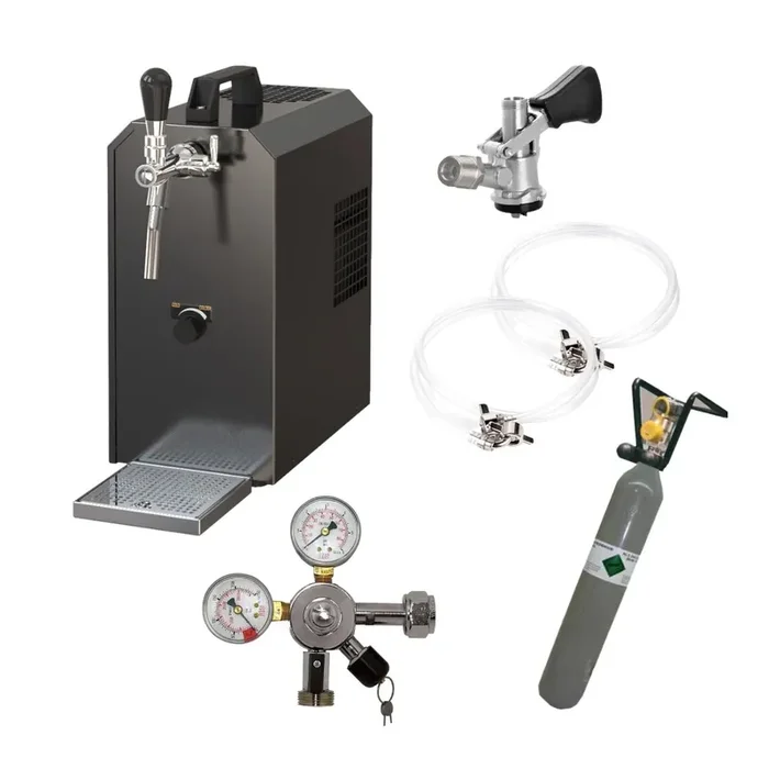 Zapfanlage Edelstahl 35 L/h Mobichill Komplettset mit CO², Uhr, Schläuchen und Keg Korbkeg(S) 500g