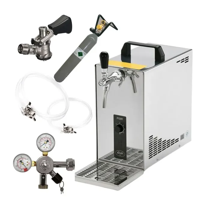 Zapfanlage Edelstahl 35 L/h von Lindr Komplettset mit CO², Uhr, Schläuchen und Keg Köpikeg(D) 500g