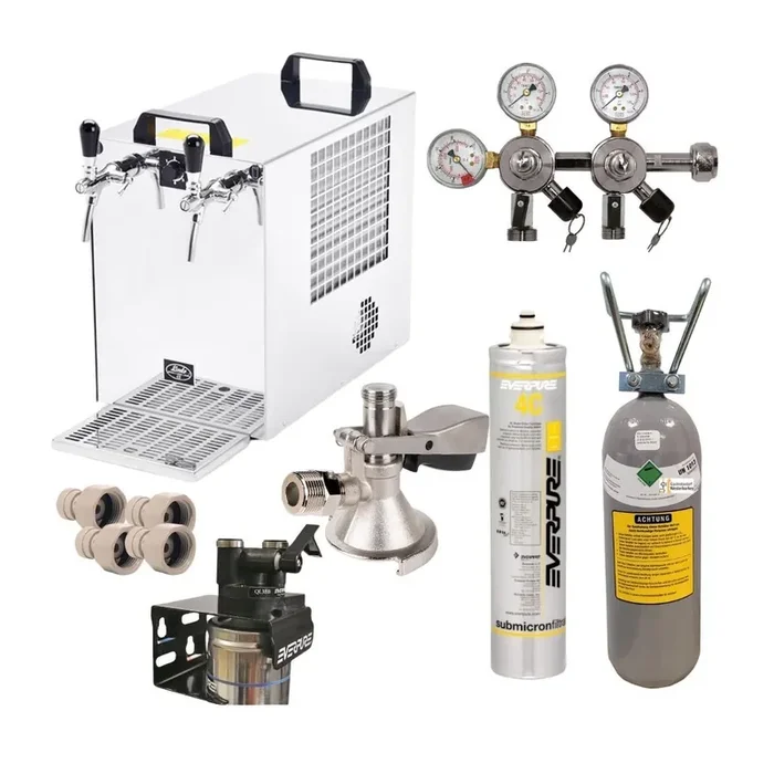 Zapfanlage Edelstahl für Bier und Sprudelwasser Komplettset Set mit 10kg Co² Flasche
