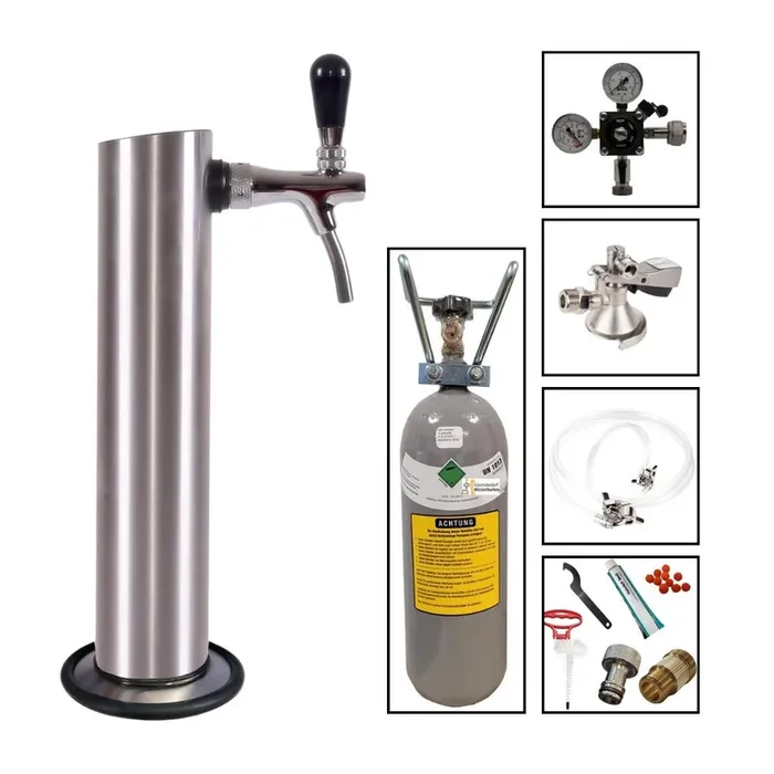 Zapfgarnitur mit Kompensatorschankhahn Typ A (Flachkeg seitlich geringe Aufbauhöhe) 2kg + Reinigungsset