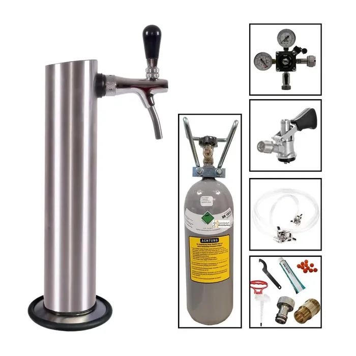 Zapfgarnitur mit Kompensatorschankhahn Typ S (Korbkeg) 2kg + Reinigungsset