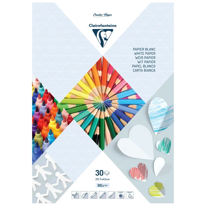 Zeichenblockpapier mit 30 Blättern in hochwertiger Qualität Clairefontaine A3 [Größe 29,7×42 cm]