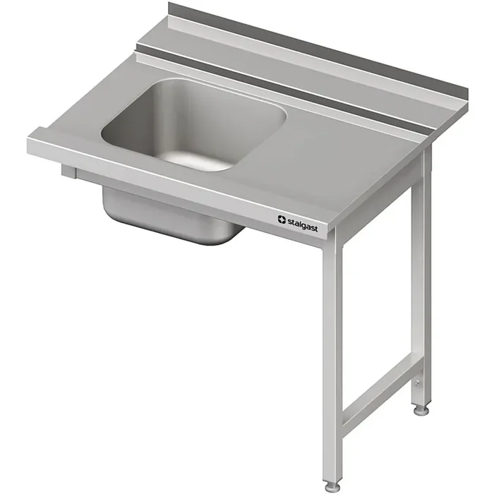 Zulauftisch auf zwei Beinen mit einem Becken 700x750x850 mm Anbauseitelinks mit Aufkantung Selbstmontage links