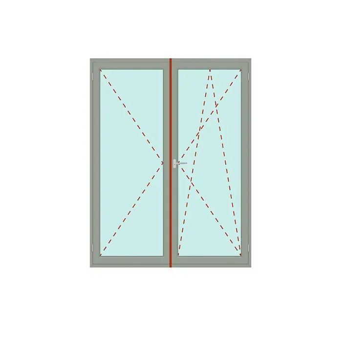 Zweiflügelige Balkontür mit Stulp Dreh + Dreh/Kipp – IDEAL 4000