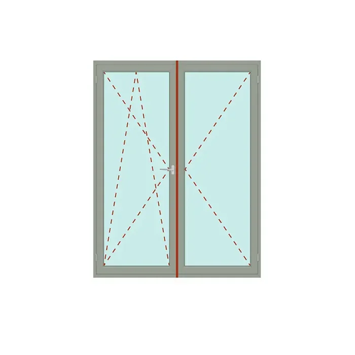 Zweiflügelige Balkontür mit Stulp Dreh/Kipp + Dreh – IDEAL 5000